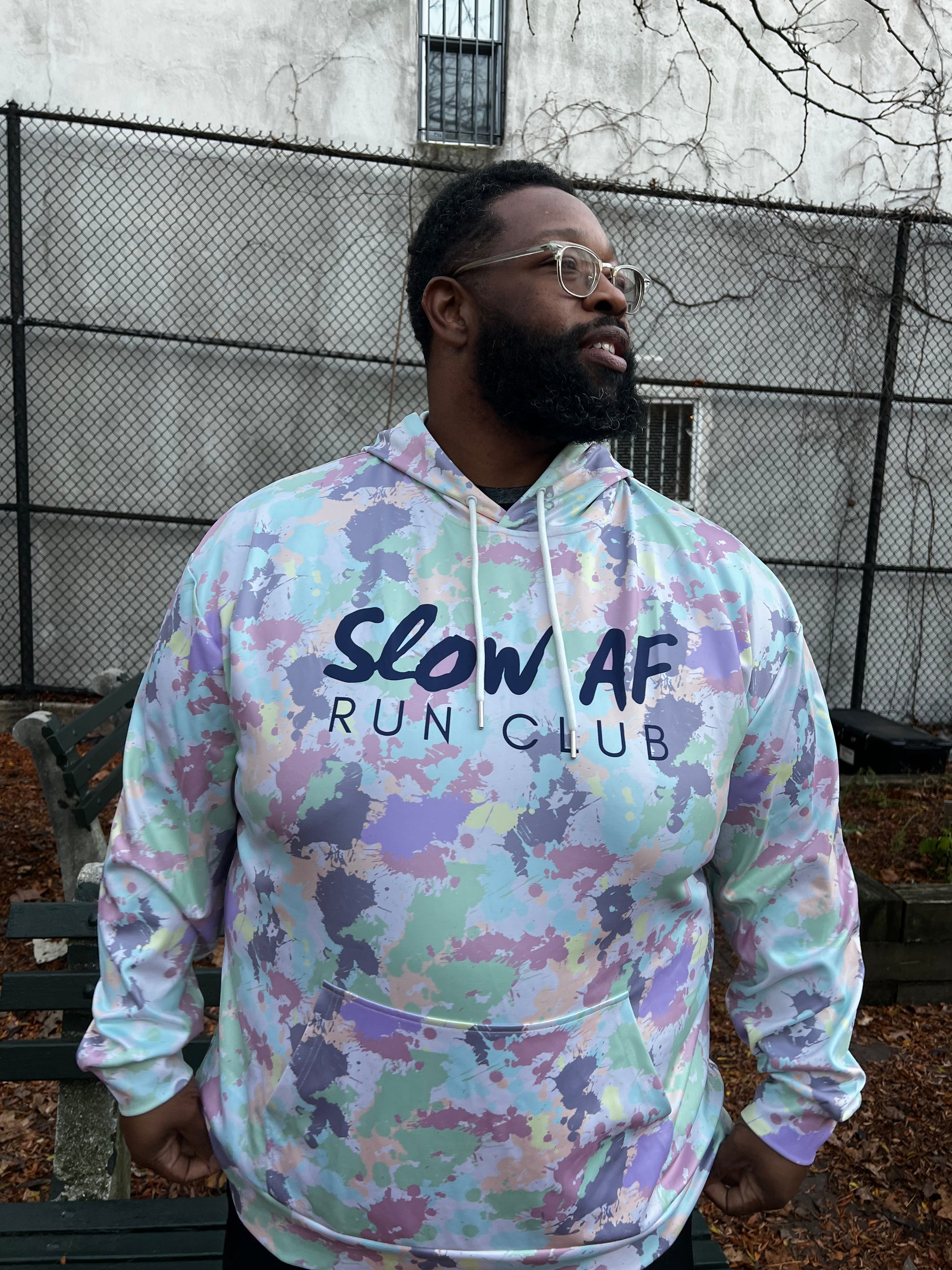 【WV PROJECT】23FW★ Run Picture Dyeing Sweatshirt Pastel Camo Splatter Hoodie – Slow AF Run Club Store
